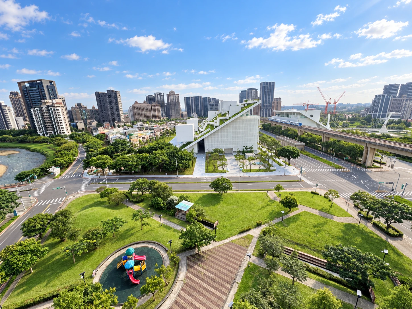兒十四公園與桃園市立美術館周邊景觀