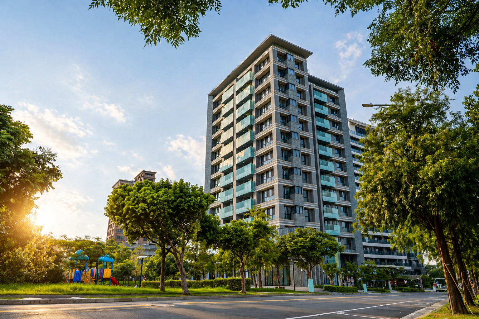 玖都美術花園建築與綠意街景